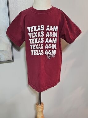 3 for $10 👍 Texas A&M "Aggie Girl" Maroon Stacked Graphic Tee 5T/6T